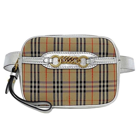 Burberry Beige clutch waist Belt Bag Bag Check zipper pouch body - Picture 1 of 9